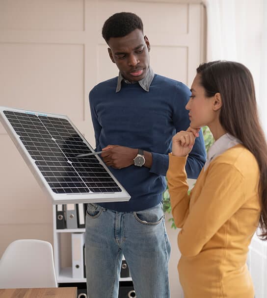 Wind turbines in a field